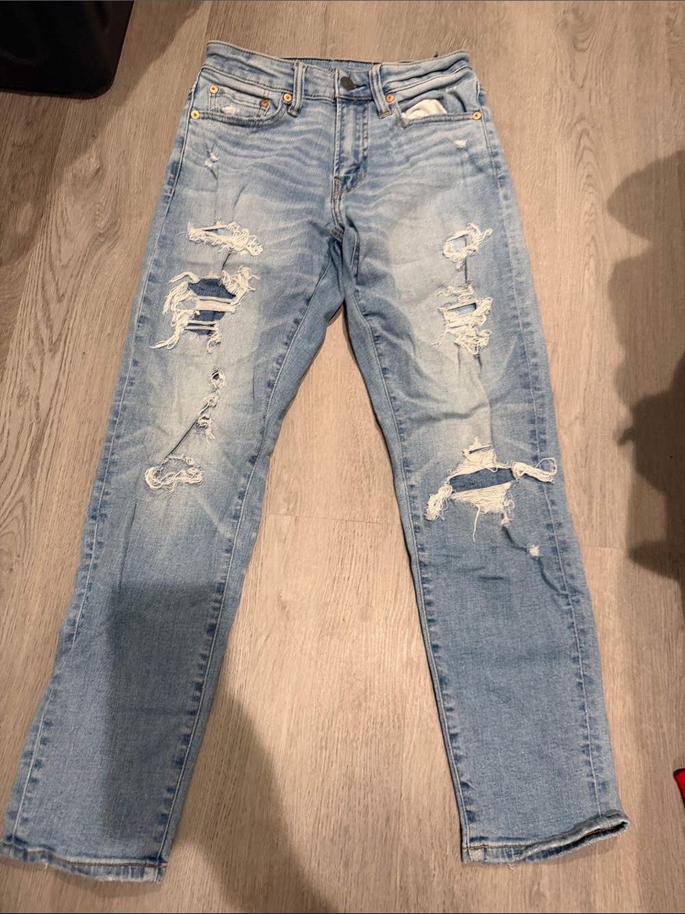 American Eagle Outfitters Light Blue Distressed Straight Jeans